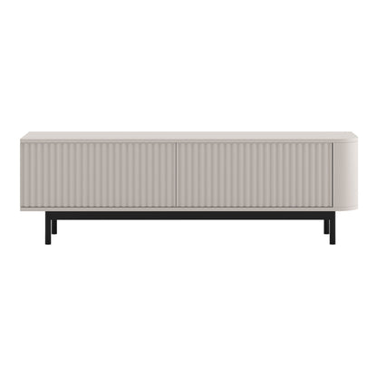 Aurora Rounded Corner Fluted TV Unit 140cm Glamour Style with Frame Legs - Cashmere / Black