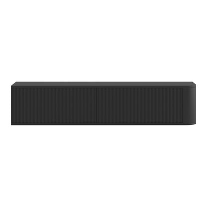 Aurora Rounded Corner Wall Mounted Flutted TV Unit 140cm Glamour Style - Black