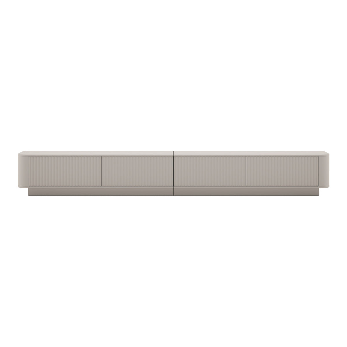 Aurora Rouded Corners Flutted TV Unit 280cm Glamour Style with Plinth Stand - Cashmere