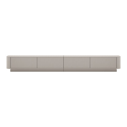 Aurora Rouded Corners Flutted TV Unit 280cm Glamour Style with Plinth Stand - Cashmere