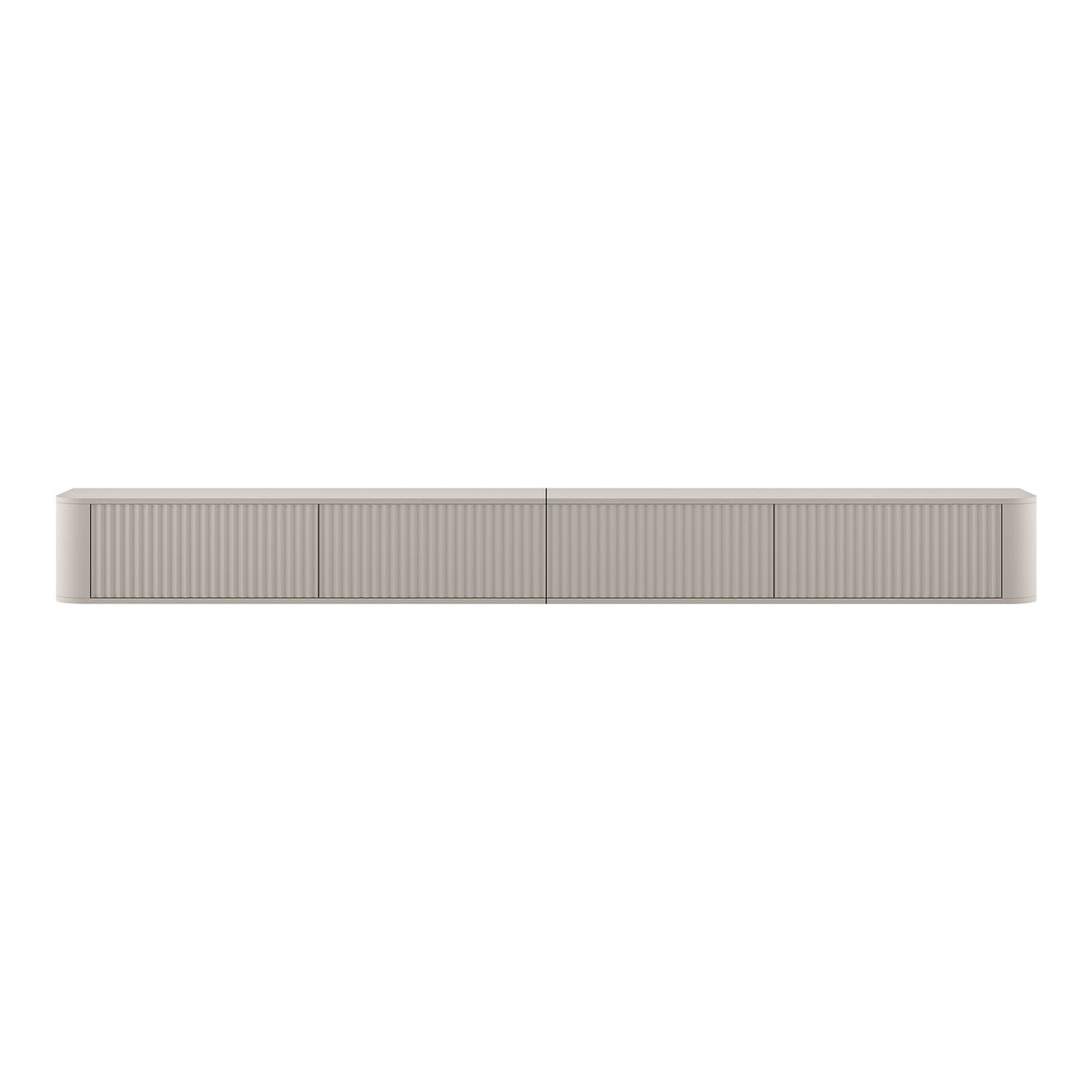 Aurora Rouded Corners Wall Mounted Flutted TV Unit 280cm Glamour Style - Cashmere