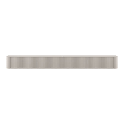Aurora Rouded Corners Wall Mounted Flutted TV Unit 280cm Glamour Style - Cashmere
