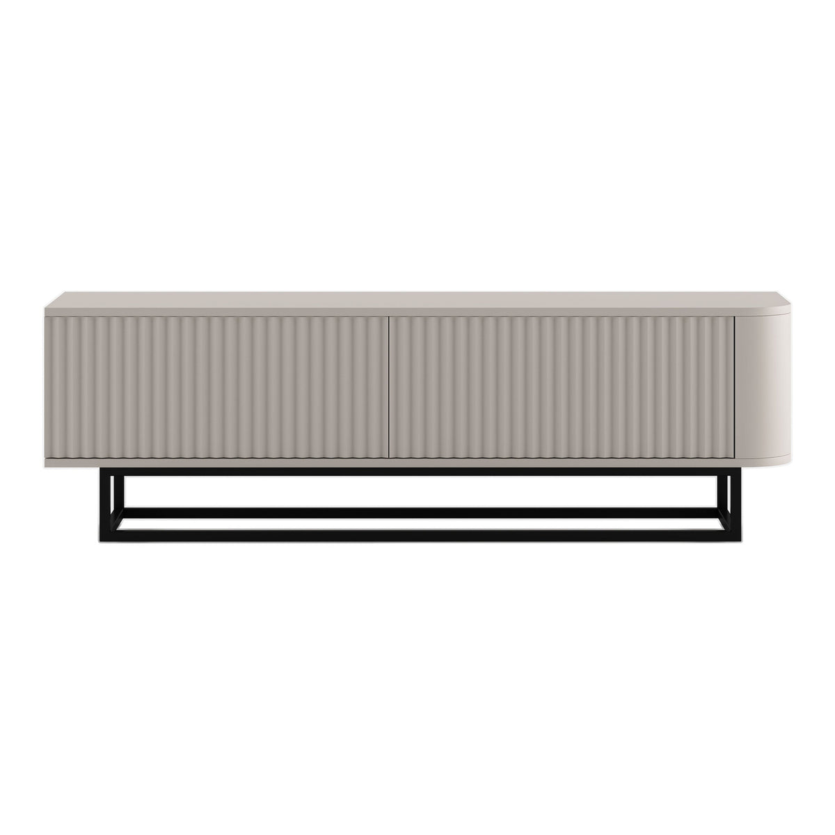 Aurora Rounded Corner Fluted TV Unit 140cm Glamour Style with Frame Stand - Cashmere / Black