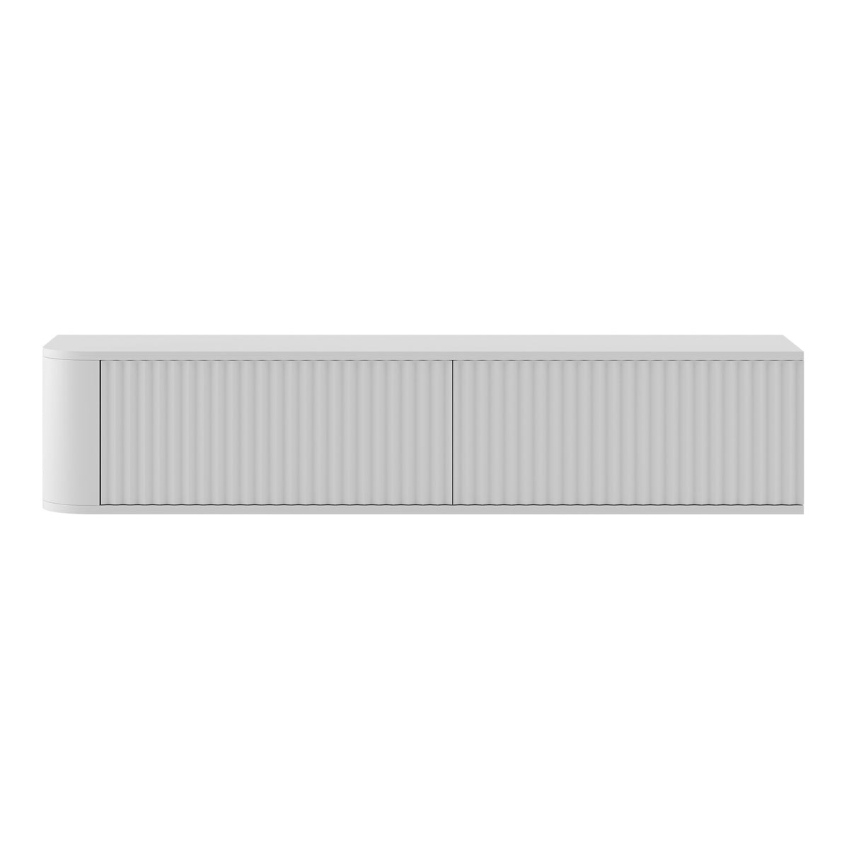 Aurora Rounded Corner Wall Mounted Flutted TV Unit 140cm Glamour Style - White
