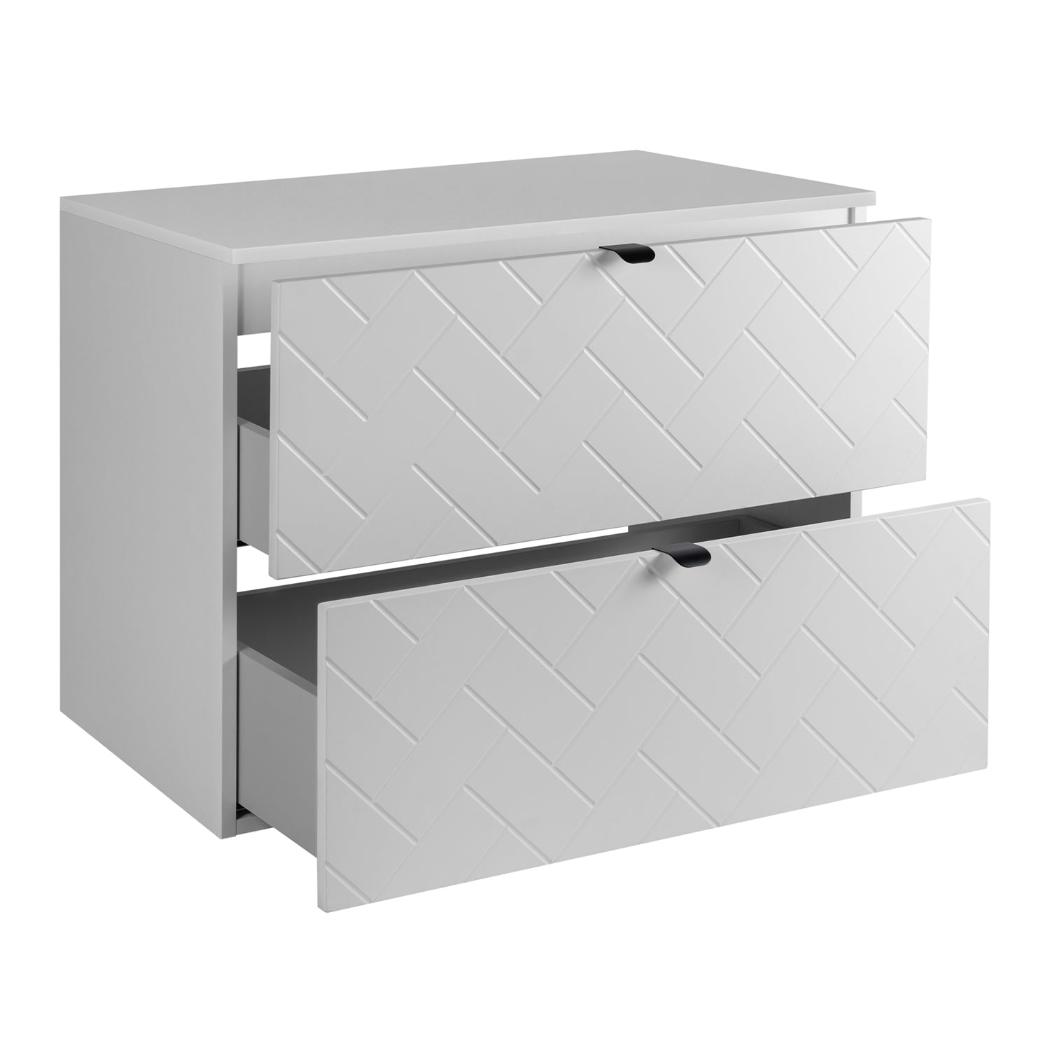 Trend Herringbone Pattern Door 80cm Bathroom Cabinet Vanity Unit with Worktop - White