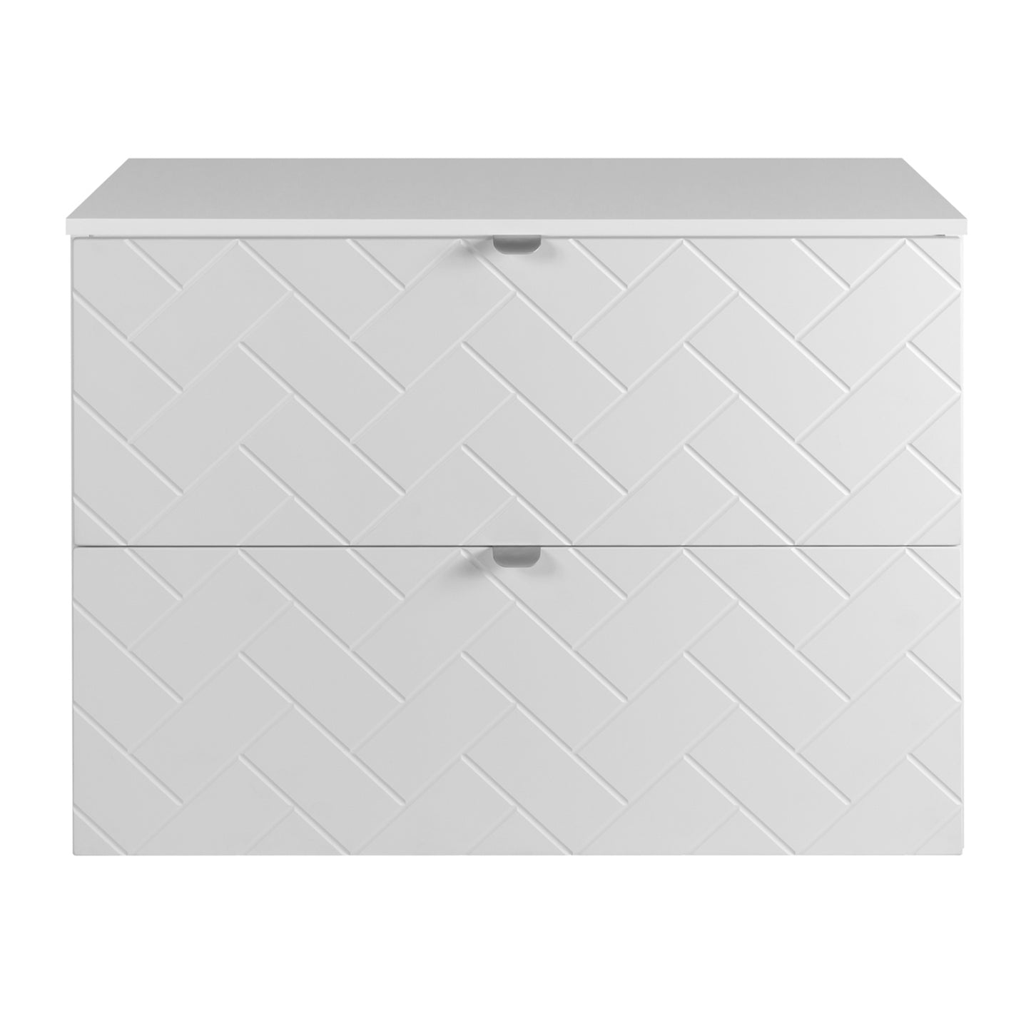 Trend Herringbone Pattern Door 80cm Bathroom Cabinet Vanity Unit with Worktop - White