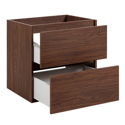 Simple Minimalist Bathroom Vanity Cabinet 60cm with Worktop Basin - Walnut
