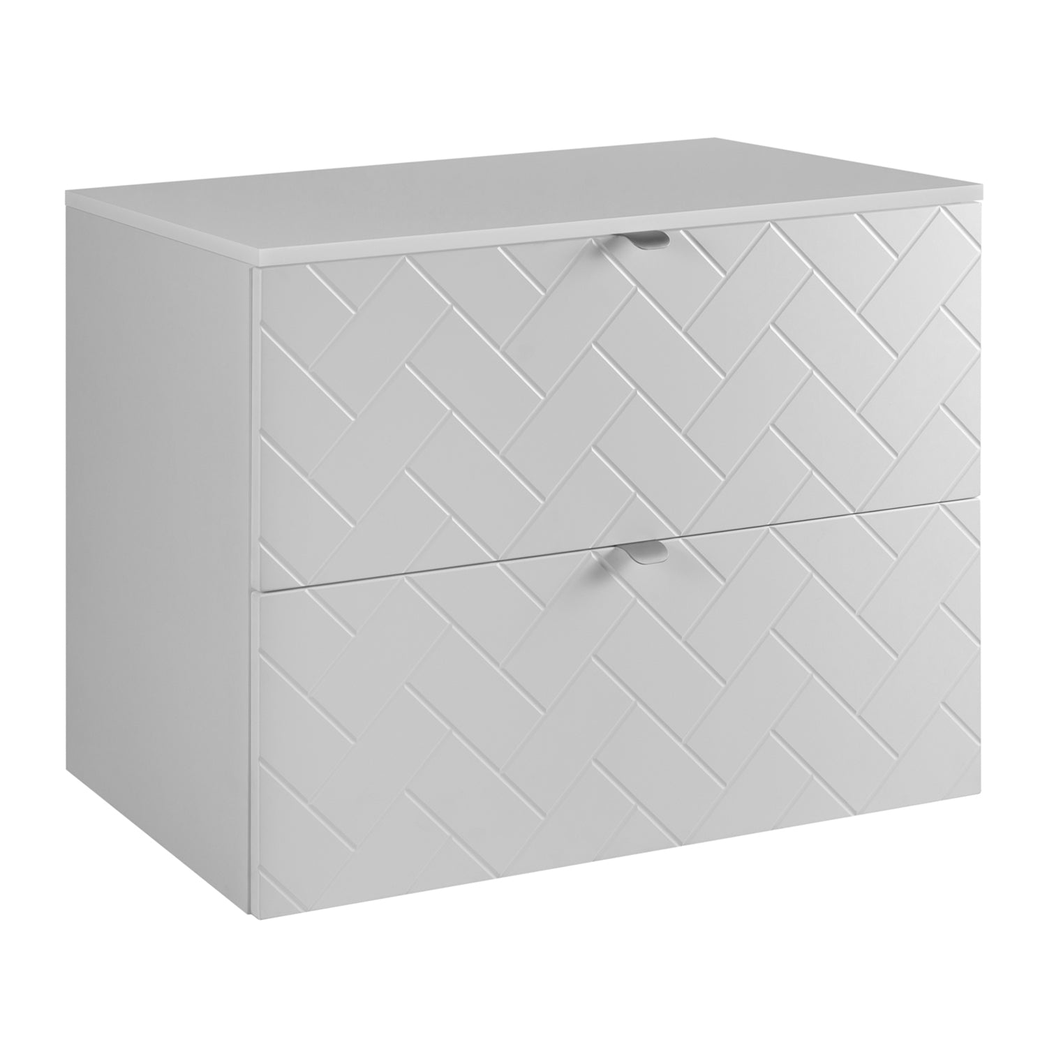 Trend Herringbone Pattern Door 80cm Bathroom Cabinet Vanity Unit with Worktop - White