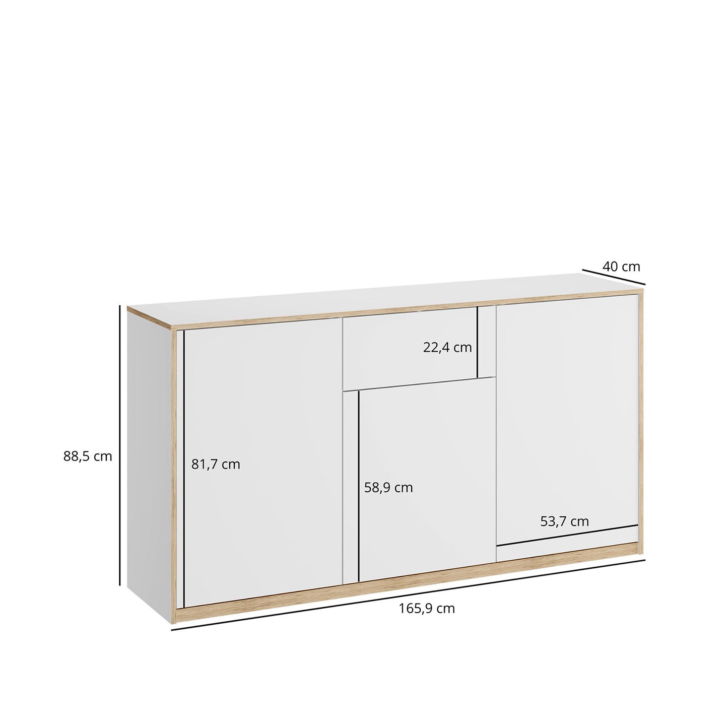 Complex Sideboard with Storage and Drawer Modern Style - White