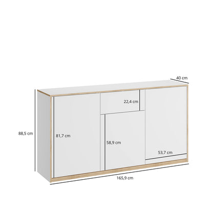 Complex Sideboard with Storage and Drawer Modern Style - White