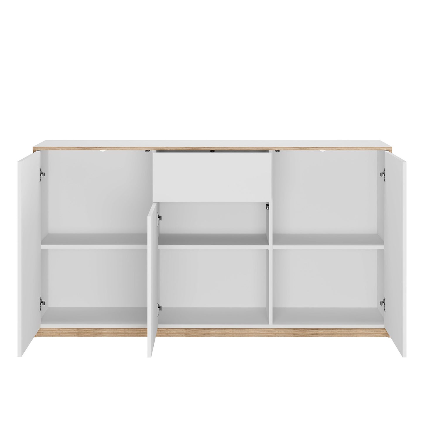 Complex Sideboard with Storage and Drawer Modern Style - White