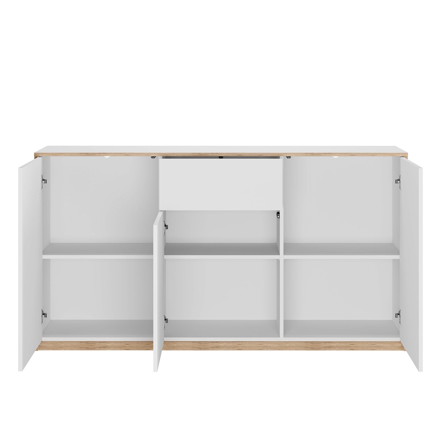 Complex Sideboard with Storage and Drawer Modern Style - White