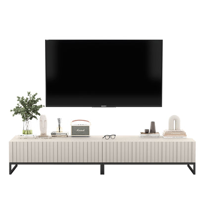 Elpis Glamour Standing TV Cabinet Media Unit with Storage 220cm - Cashmere / Black Frame