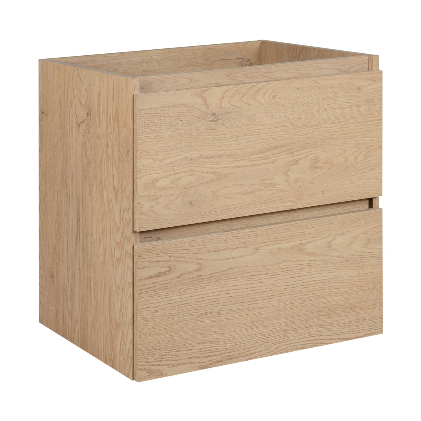Simple Minimalist Bathroom Vanity Cabinet 60cm with Worktop Basin - Light Oak