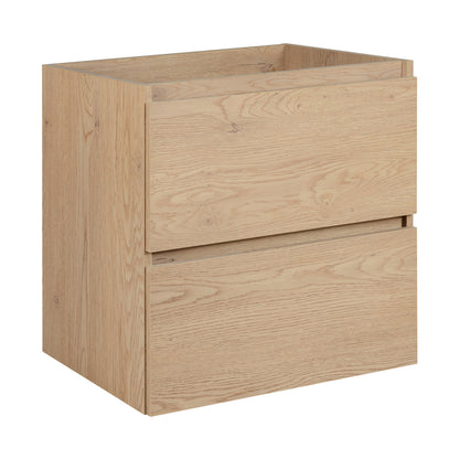 Simple Minimalist Bathroom Vanity Cabinet 60cm with Worktop Basin - Light Oak