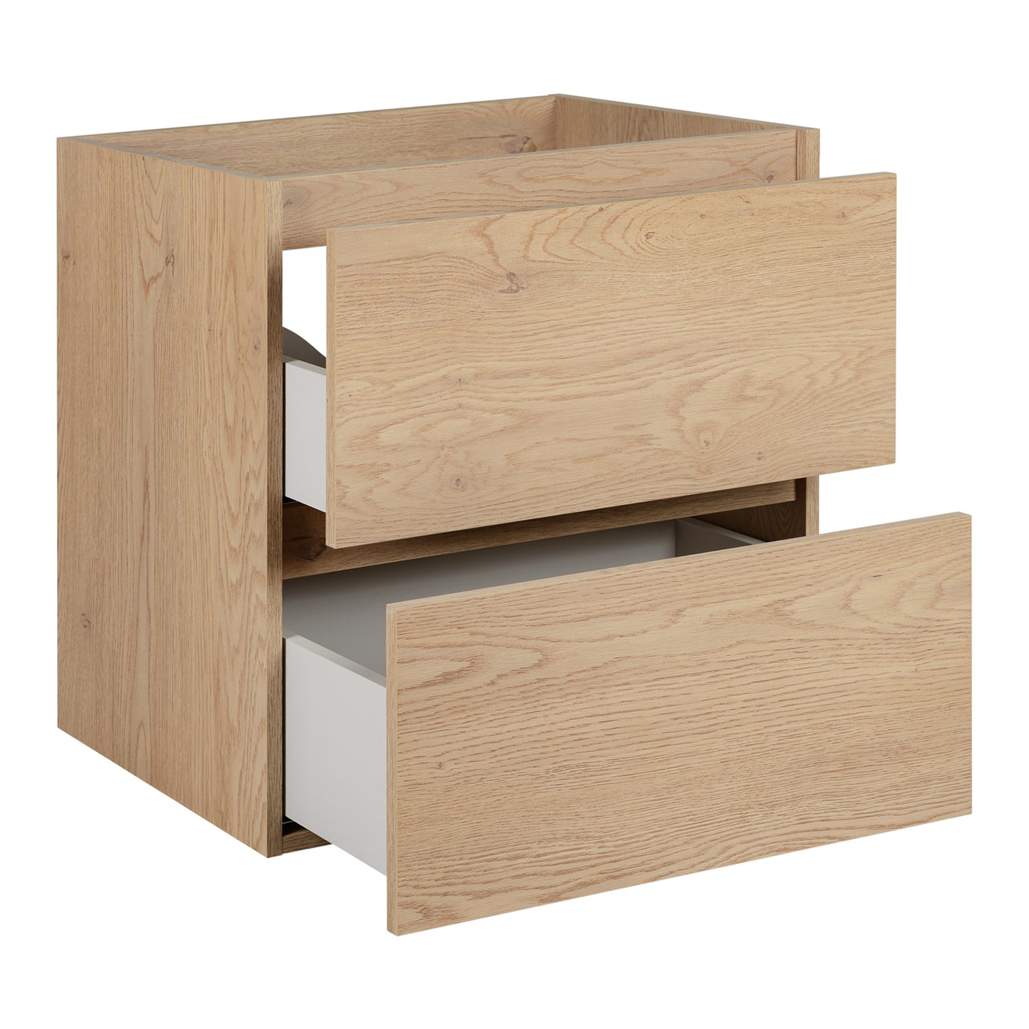 Simple Minimalist Bathroom Vanity Cabinet 60cm with Worktop Basin - Light Oak