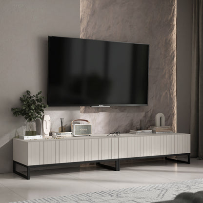 Elpis Glamour Standing TV Cabinet Media Unit with Storage 220cm - Cashmere / Black Frame