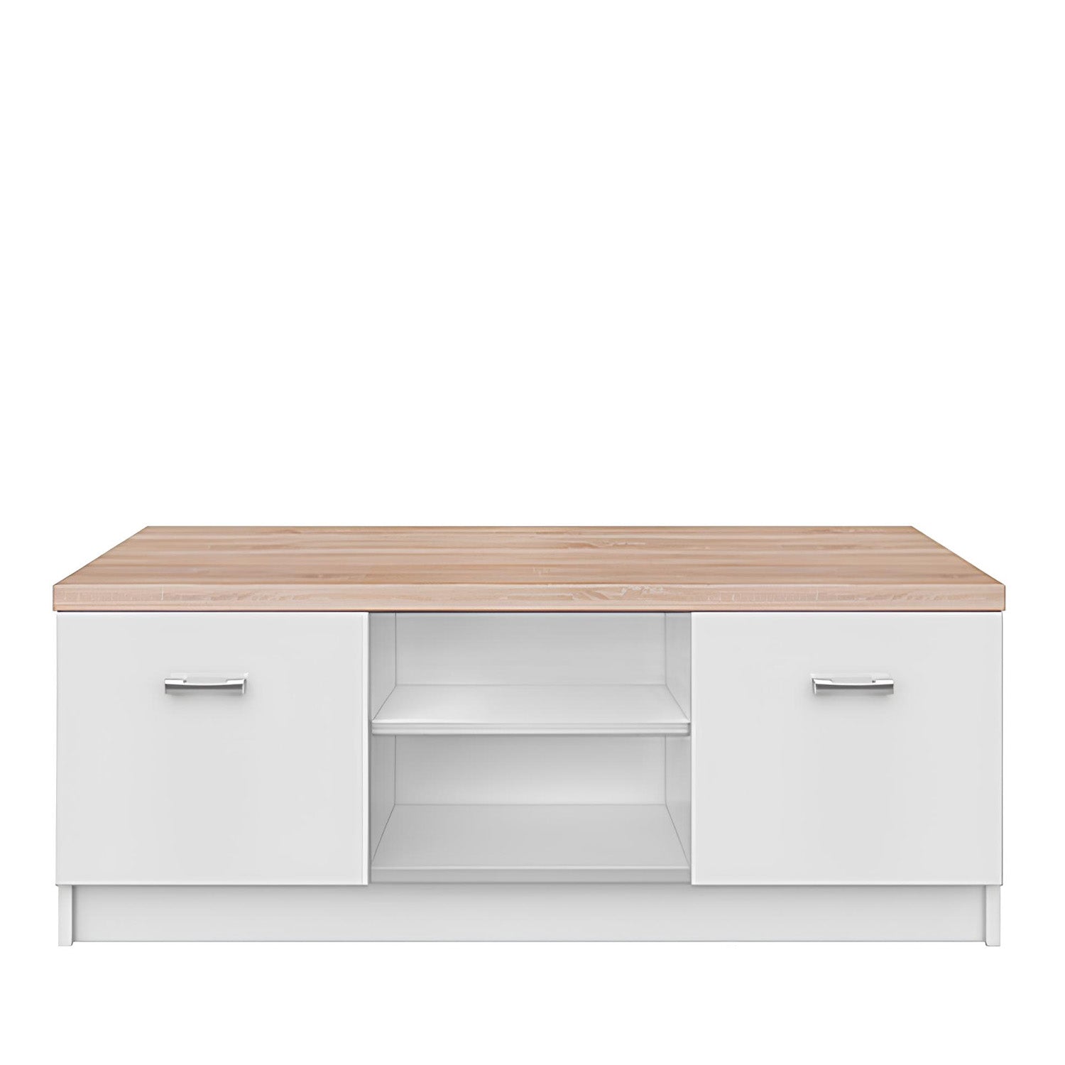 Top Mix Contemporary Compact TV Unit with Storage - White / Sonoma Oak