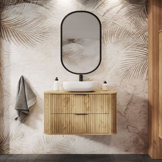 Elegance Glamour Style 2 Drawer Bathroom Wall Cabinet 120cm - Gold Craft Oak