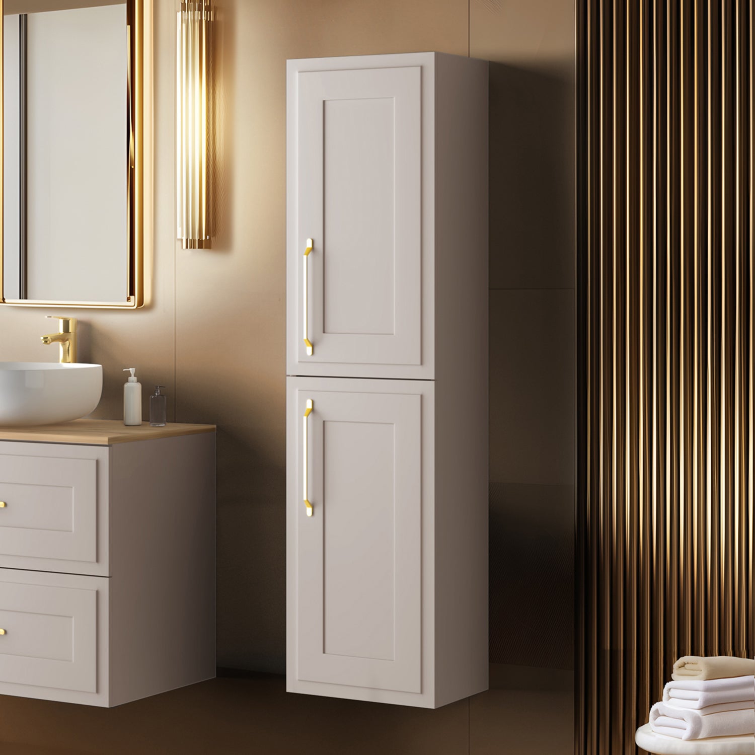Classic Tall Bathroom 2 Door Wall Cabinet - Cashmere