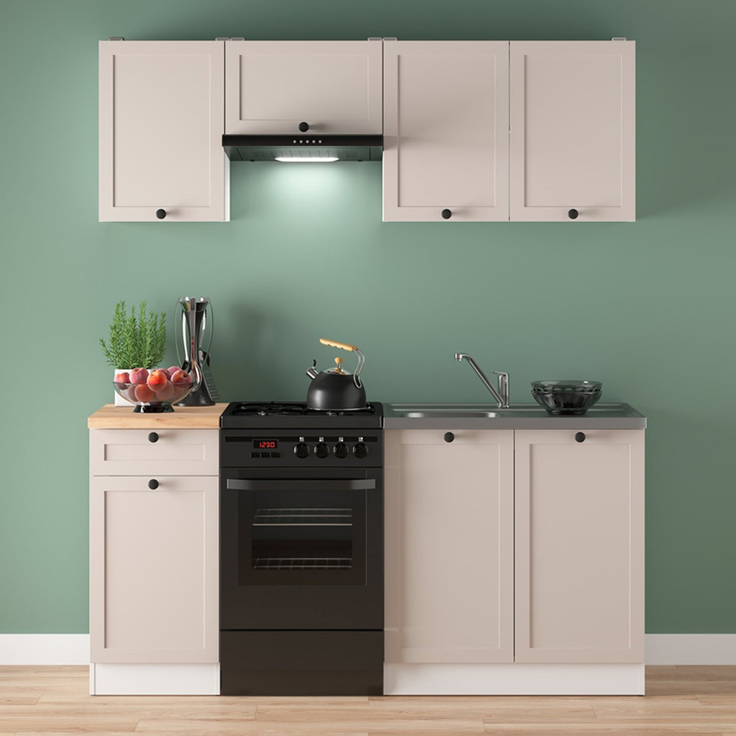 Summer 5 Unit Kitchen Cabinets Set 170cm - Cashmere Matt