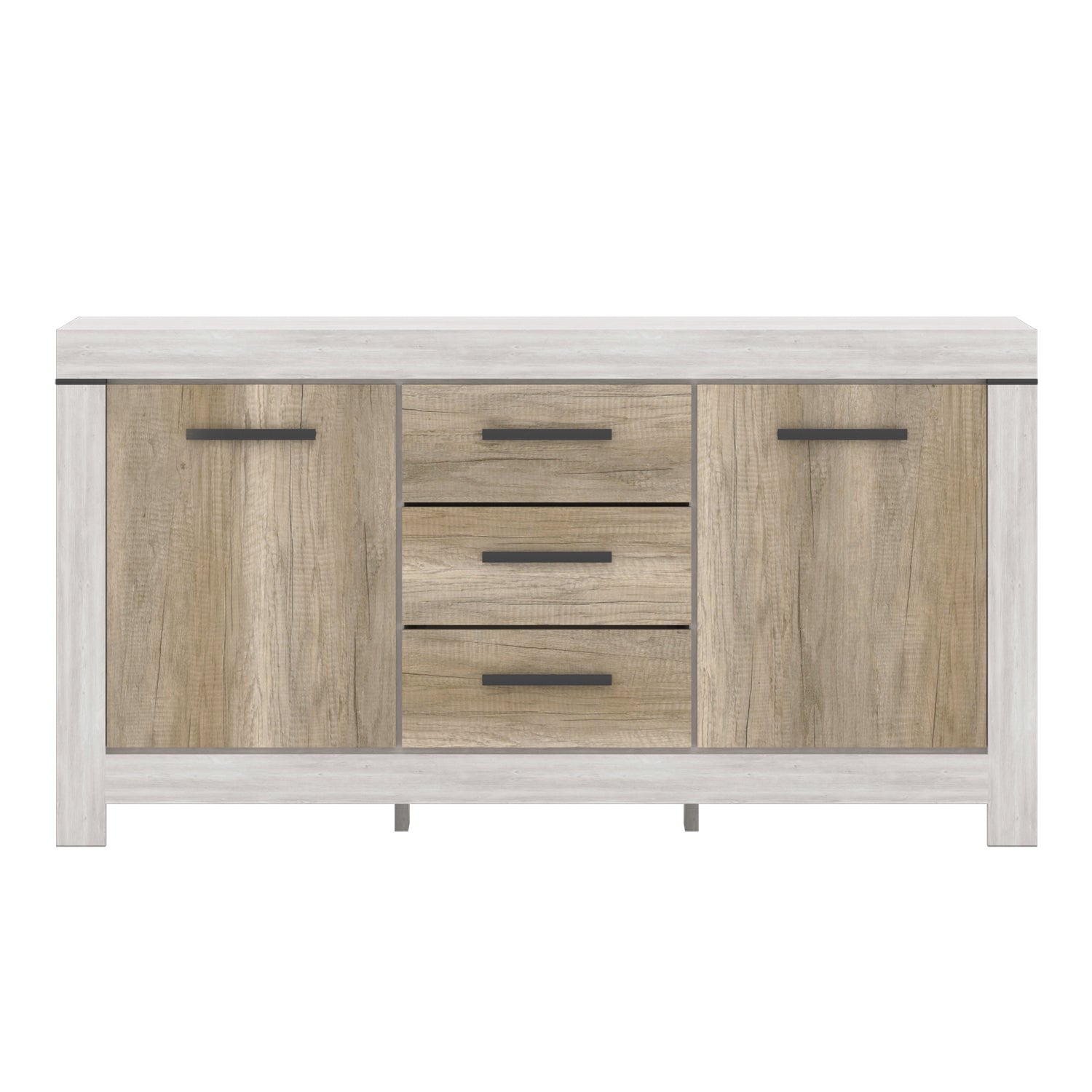 Belen Sideboard with 3 Drawers and Storages - Canyon Pine / Karabela Oak