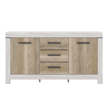 Belen Sideboard with 3 Drawers and Storages - Canyon Pine / Karabela Oak