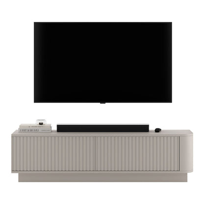 Aurora Rounded Corner Flutted TV Unit 140cm Glamour Style with Plinth Stand - Cashmere