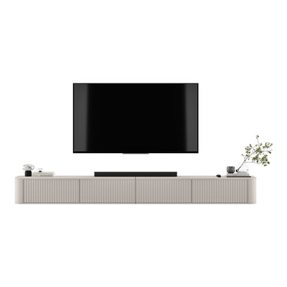 Aurora Rouded Corners Wall Mounted Flutted TV Unit 280cm Glamour Style - Cashmere