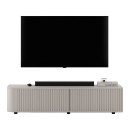 Aurora Rounded Corner Fluted TV Unit 140cm Glamour Style with Floor Pads - Cashmere