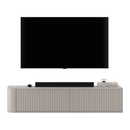 Aurora Rounded Corner Wall Mounted Flutted TV Unit 140cm Glamour Style - Cashmere