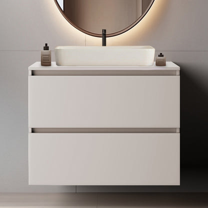 Simple Minimalist Bathroom Vanity Cabinet 80cm with Worktop Basin - Cashmere