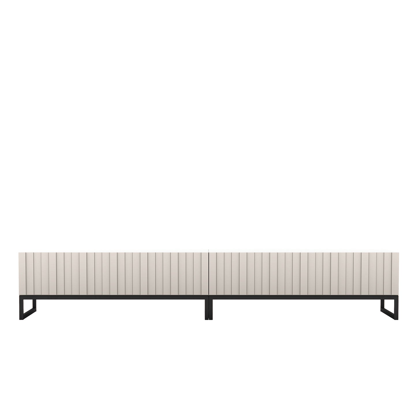 Elpis Glamour Standing TV Cabinet Media Unit with Storage 220cm - Cashmere / Black Frame