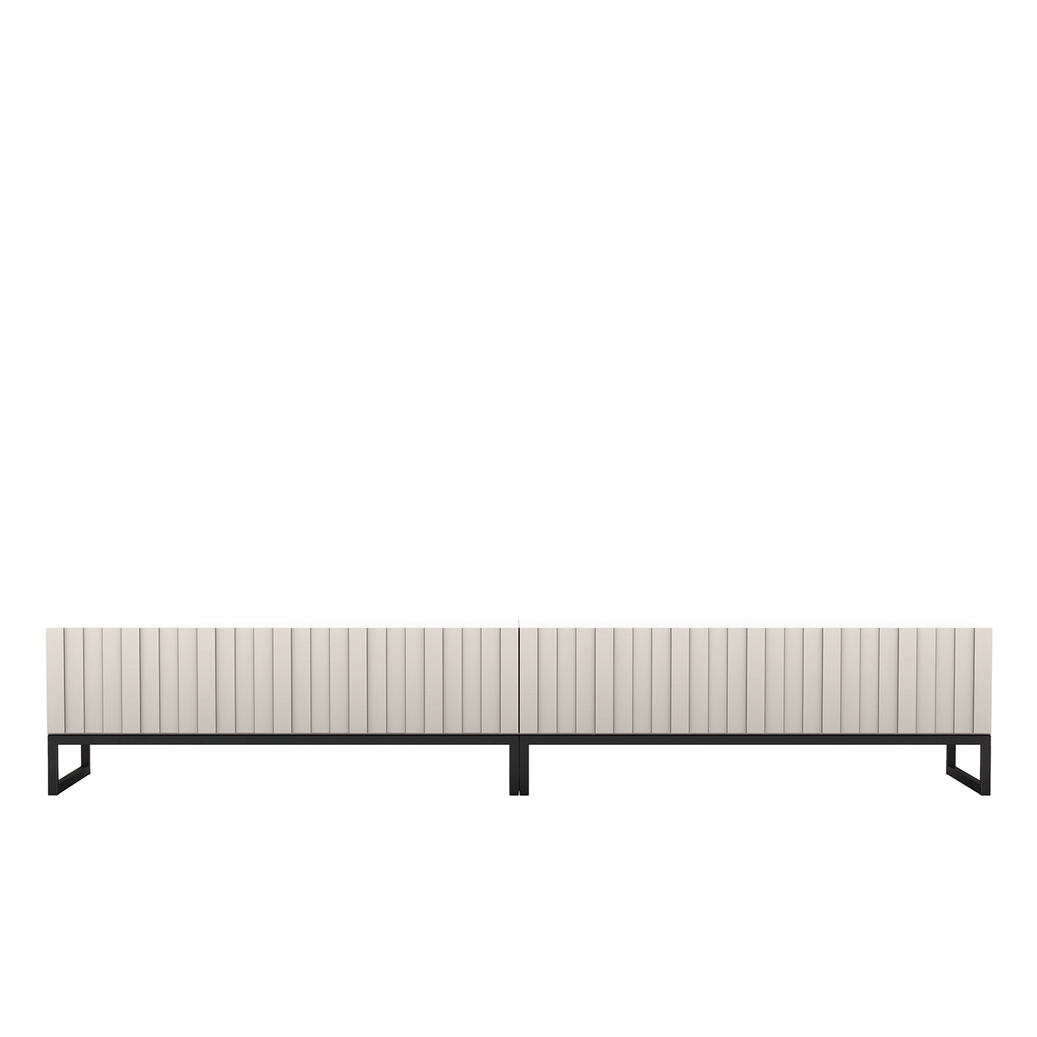 Elpis Glamour Standing TV Cabinet Media Unit with Storage 220cm - Cashmere / Black Frame