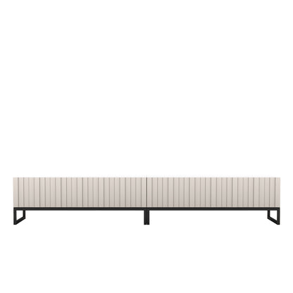 Elpis Glamour Standing TV Cabinet Media Unit with Storage 220cm - Cashmere / Black Frame