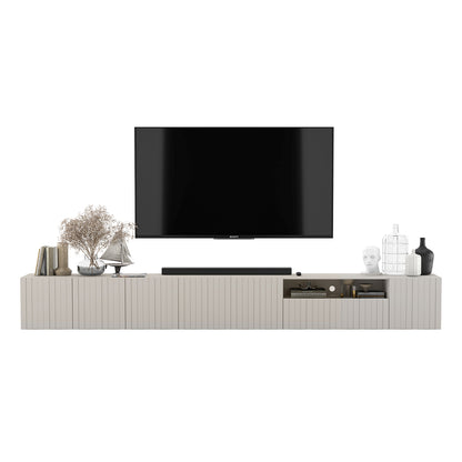 Elpis Glamour Wall-Mounted TV Cabinet with Storage Extra Long 4DK 300cm - Cashmere