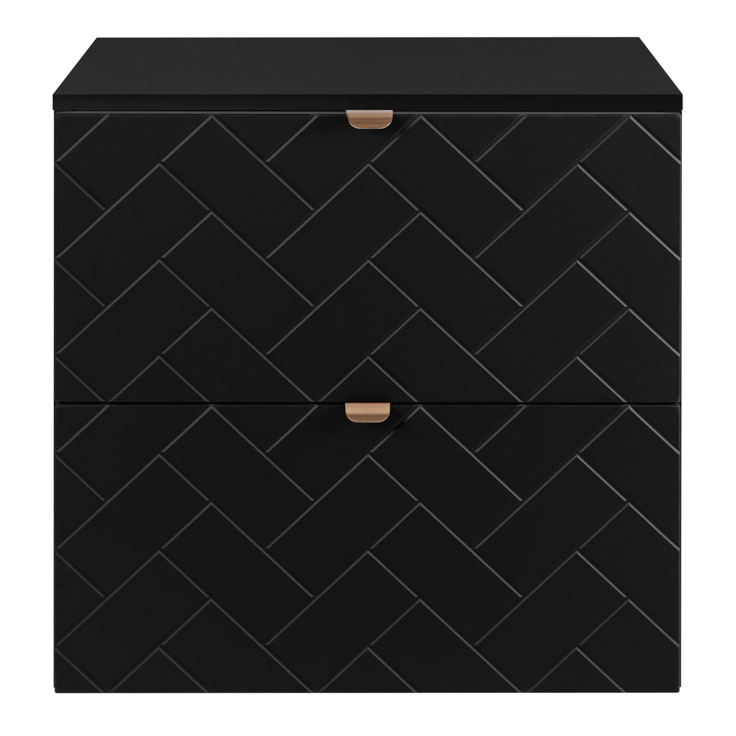 Trend Herringbone Pattern Door 60cm Bathroom Cabinet Vanity Unit with Worktop - Black