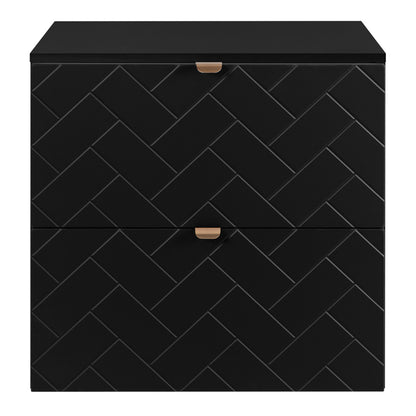 Trend Herringbone Pattern Door 60cm Bathroom Cabinet Vanity Unit with Worktop - Black