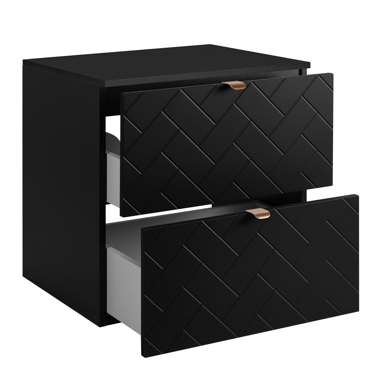 Trend Herringbone Pattern Door 60cm Bathroom Cabinet Vanity Unit with Worktop - Black