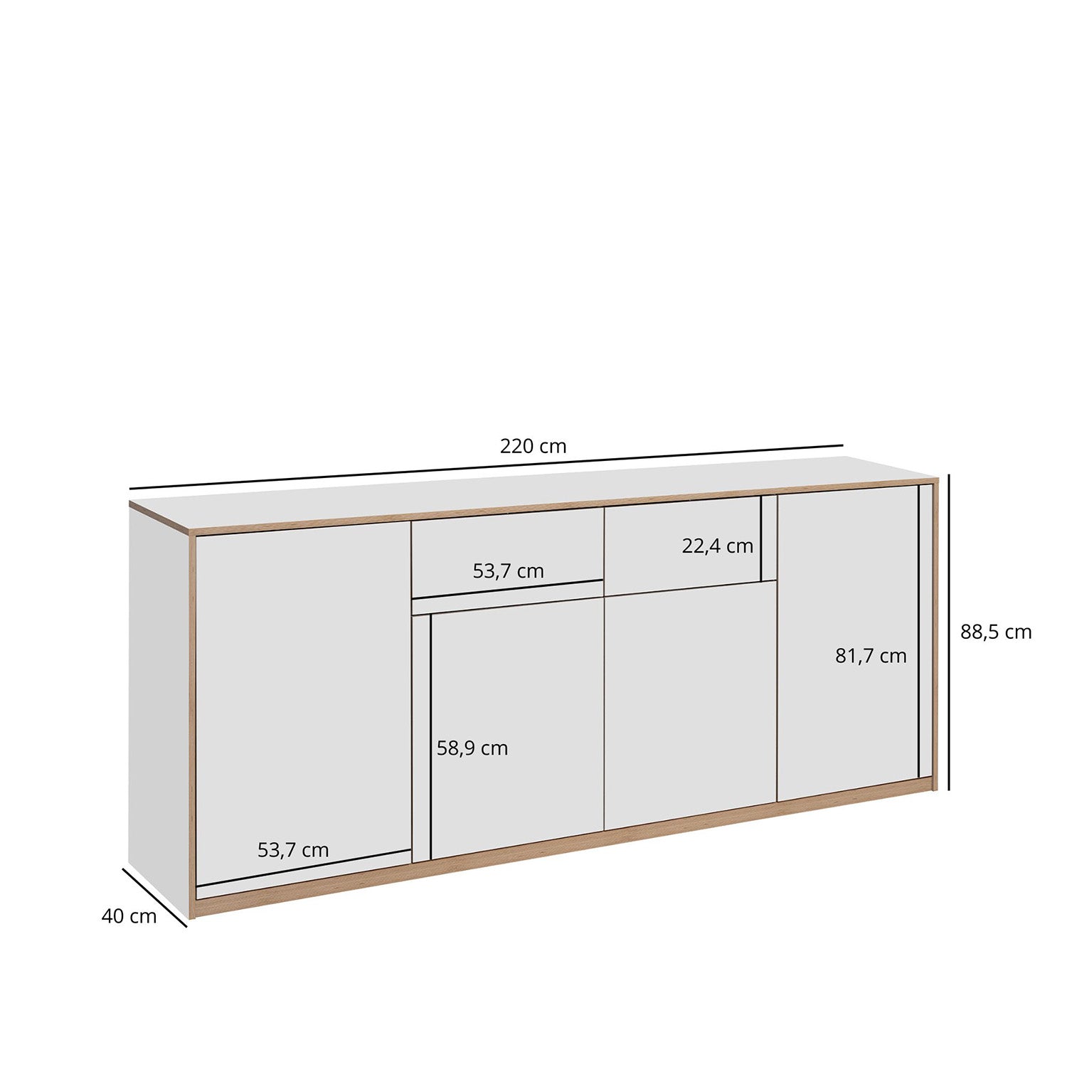 Complex Sideboard with Storage and 2 Drawers Modern Style - White