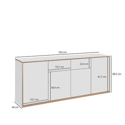 Complex Sideboard with Storage and 2 Drawers Modern Style - White