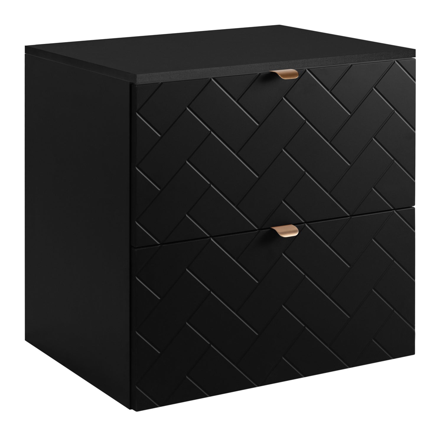 Trend Herringbone Pattern Door 60cm Bathroom Cabinet Vanity Unit with Worktop - Black