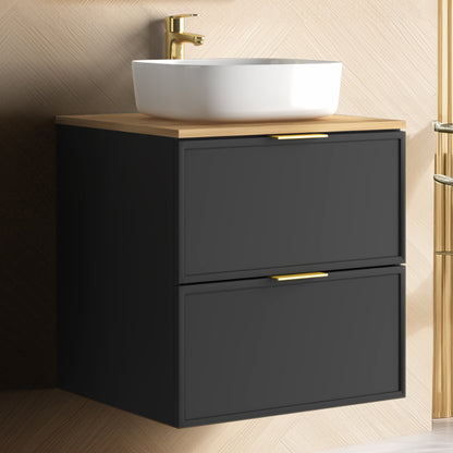 Simple Modern 2 Drawer Bathroom Cabinet Vanity Unit 60cm with Worktop - Anthracite