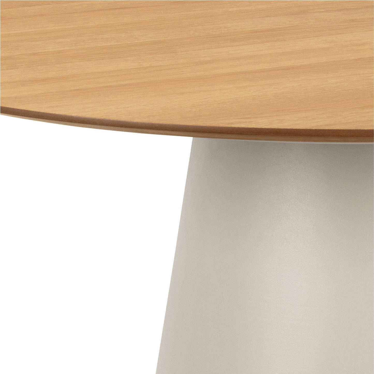 Bosco Dining Table Round Modern Steel Base & Wood Veneer - Natural Oak /Cashmere