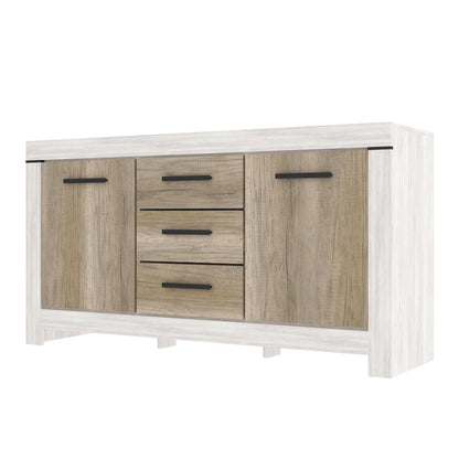 Belen Sideboard with 3 Drawers and Storages - Canyon Pine / Karabela Oak