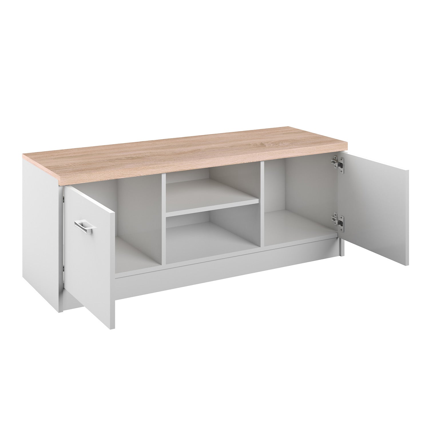 Top Mix Contemporary Compact TV Unit with Storage - White / Sonoma Oak