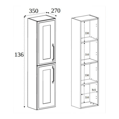 Classic Tall Bathroom 2 Door Wall Cabinet - Cashmere