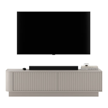 Aurora Rounded Corner Flutted TV Unit 140cm Glamour Style with Plinth Stand - Cashmere
