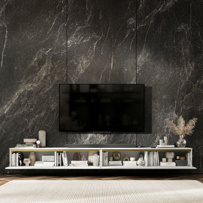 Selene Modern Ribbed-Texture Wide Wall-Mounted TV Unit with Storage - White