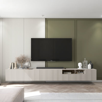 Elpis Glamour Wall-Mounted TV Cabinet with Storage Extra Long 4DK 300cm - Cashmere